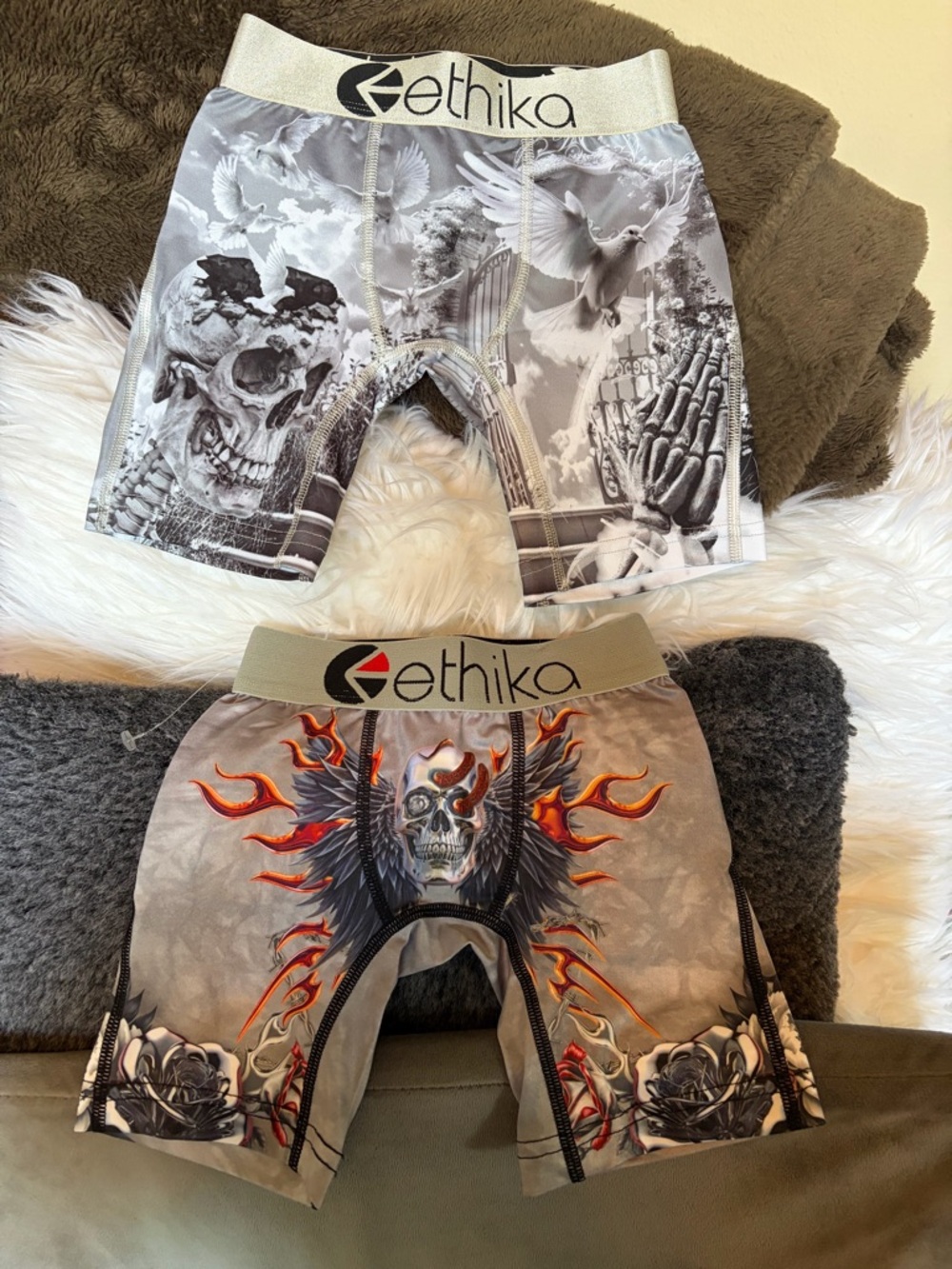 ethika Skull Flame Print Boxer Briefs - Gray Black Red! Toddlers New without tag